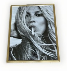 24 x 30 Framed Black & White Woman Portrait Print Wall Art in Gold Frame