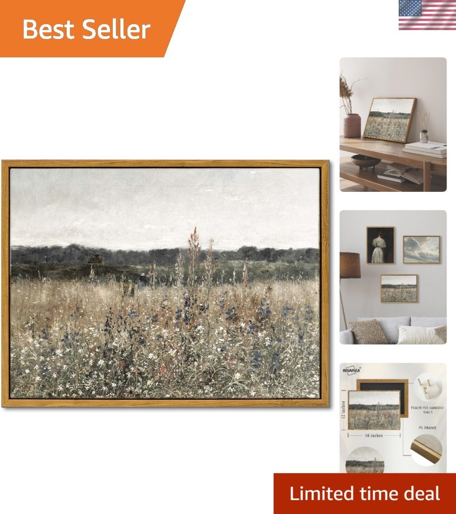 Framed Classical Wildflower Art – 12″x16″ Waterproof Canvas for Any Room