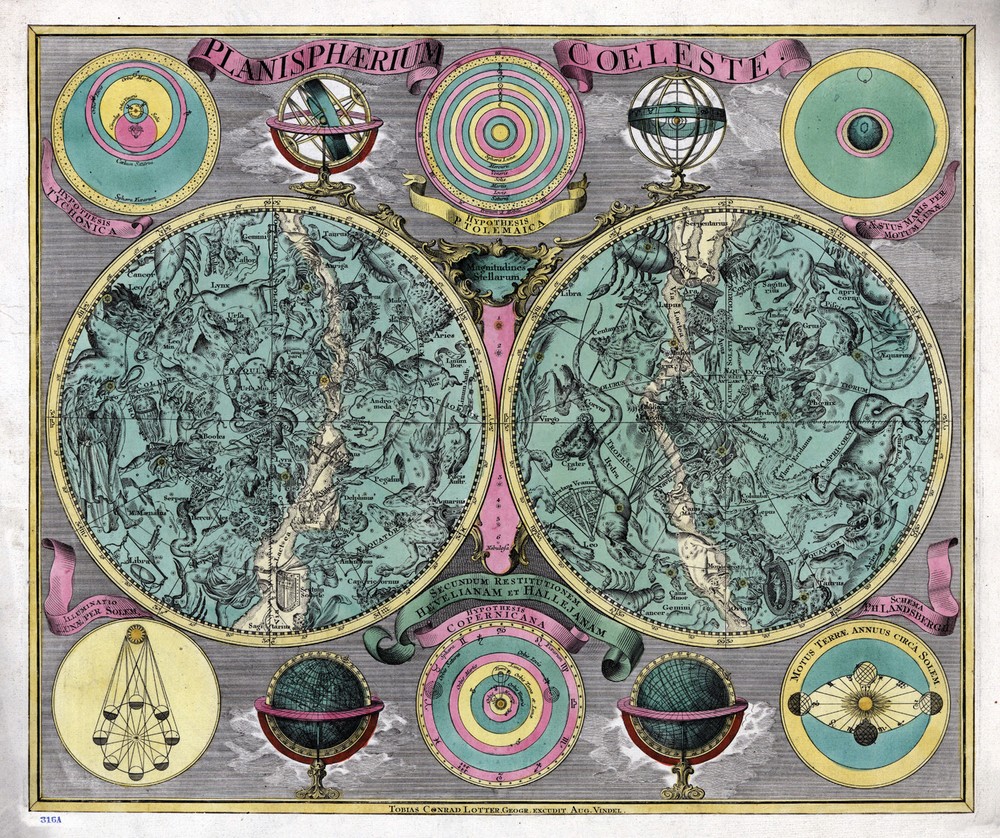 1772 Celestial Map Chart Planisphaerium Coeleste Astronomy Diagram Wall Poster