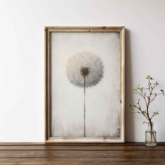 Minimalist Dandelion Print – Vintage Botanical Farmhouse Wall Art Poster