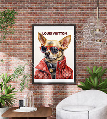 Louis Vuttion Animal Theme Art-Chihuahua, Wall Decor Vuitton Fashion Art 11×14