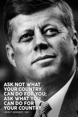 President John F Kennedy Ask Not JFK Quote Portrait Poster 24×36