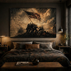 US Soldiers Raising American Flag Canvas Wall Art – Home Decor Print