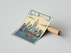 Vintage New York Travel Poster | Retro NYC Skyline Wall Art | Classic City Print