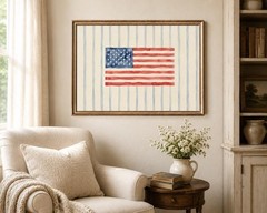 Watercolor American Flag Wall Art, Patriotic USA Print, 4th of July Decor