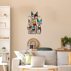Colorful Iron Cat Wall Art – 10.6×15.7 in, Perfect for Cat Lovers’ Homes