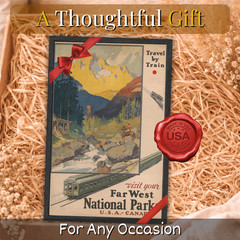 Retro National Parks Train Travel Poster Framed 11×17 USA Canada Wall Art Gift