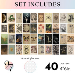 Vintage Posters for Room Aesthetic – 40Pcs Vintage Art Wall Collage Kit, Fairyco