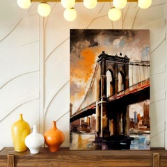 Wall Art Brooklyn Bridge Abstract Cityscape Canvas Print Urban Landscape Decor