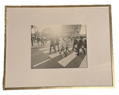 Modern Black & White City Crosswalk Framed Wall Art Gold 18×14
