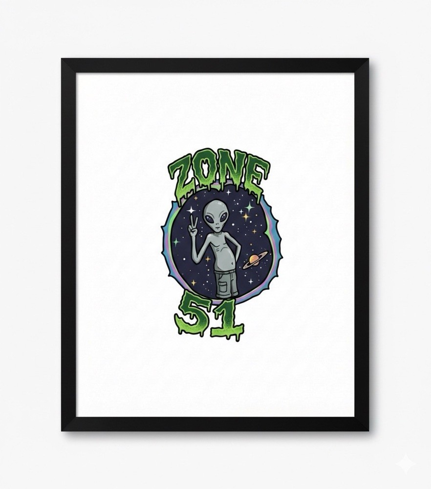 Alien space vertical framed poster print modern wall art for teens adults
