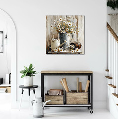Farmhouse Retro Daisy Wall Decorative Wall Art Rustic Picture Canvas Printing