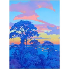 Hiroo Isono Japanese Landscape Art Poster Surreal Nature Forest Wall Art Print