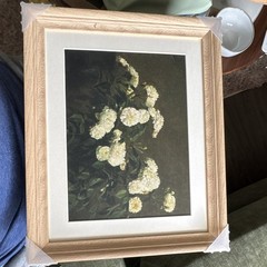 Framed Floral & Garden Print Black/White Paper Wood Gold-Tone Frame 13×16