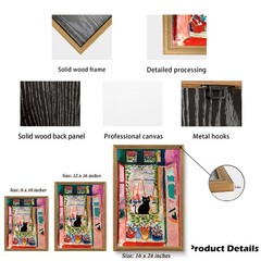 Fantasy Artists Henri Matisse Cat Wall Art, Framed Open Window Black Cat Canv…