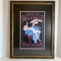 Framed Wild Walla Walla Wine Woman Art Deco Nouveau Poster Print Decor