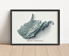 West Virginia Map, West Virginia 2D Relief Map – 2D Flat Print