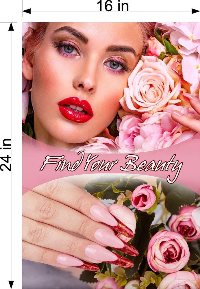 Salon 43 Photo-Realistic Paper Poster Satin Non-Laminate Nails Manicure Vertical