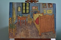 Vintage Vincent Van Gogh «The Bedroom» Mini Canvas Art on Wood Easel MCM