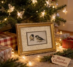 Vintage Gold Framed Double Mat Bird Wall Art – 12x16in Floral Linen Canvas Pr…