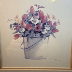 VTG Essex Fine Art Floral Gold Ornate Framed Watercolor Cottage Farmhouse Decor