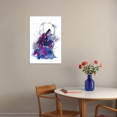 612704 Galaxy Wolf Cutout Watercolor Wall Print Poster