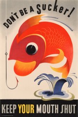 Vintage Don’t Be a Sucker! Poster, Keep Your Mouth Shut, US World War 2 WW2 Art