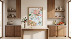 Floral Arrangement Watercolor Poster Rose Bouquet Wall Art Cottagecore Print