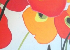 MCM contemporary wall art print Mango Tango poppies 16×16 new Shirley Novak