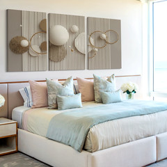 3 Pieces Modern Geometric Abstract Large Wall Art Set for Bedroom Set Of 3