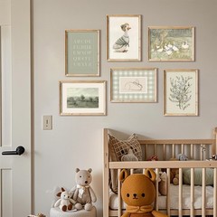 Vintage Nursery Wall Art Kids Canvas Poster Baby Room Wall Decor Sage Green Duck