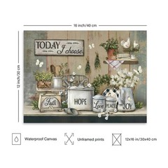 Dazzlewall Rustic Farmhouse Kitchen Wall Art 16″L x 12″W, Cookware