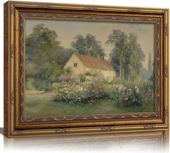 Vintage Carved Gold Frame Canvas Wall Art Classical Nature Landscape Painting…