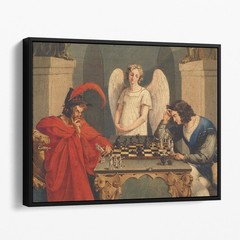 Faust And Mephistopheles Playing Chess Canvas Wall Art Print