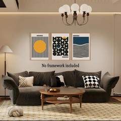 3Pcs Bauhaus Style Wall Art Bohemian Abstract Wall Decor Minimalist Canvas Mi…