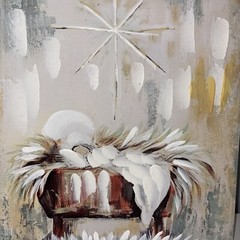 The Birth of Jesus Nativity Scene Baby Jesus Christmas Canvas Wall Decor 12 X 12