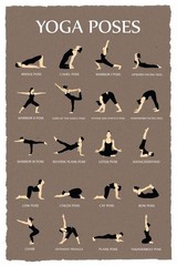 Yoga Poses Reference Chart Studio Gray Cool Wall Decor Art Print Poster 24×36