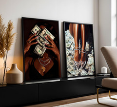 Trendy Black Girl Money Wall Art African American Women Pictures Wall Decor Fash