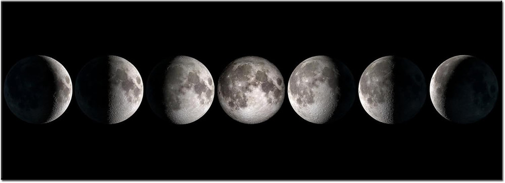 Stunning Black & White Moon Phases Canvas Art for Home or Office Decor 20″x55