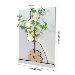 Wall-Mounted Sandstone Decor Wall Art Painting Wall Art Decor w/ Simulated Plant