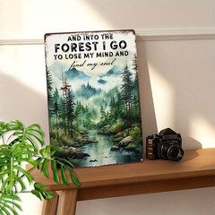 Tin Metal Signs Wall Art Forest Scenery Canvas Print with Pine 8×12