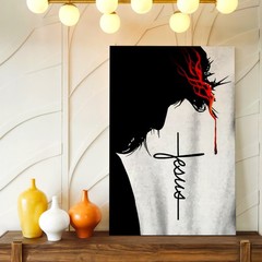 Wall Art Jesus Crown of Thorns Blood Drip Faith Cross Christian Canvas Print