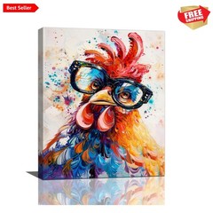Banksy Chicken Wall Art Rooster Pictures Funny Chicken Canvas Wall Decor Roos…