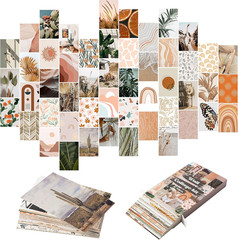 50PCS Boho Aesthetic Pictures Wall Collage Kit, Peach Teal Photo Collection Coll
