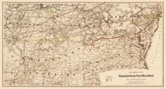 Railroad Map – Washington and Ohio Railroad – Colton 1870 – Vintage Wall Art