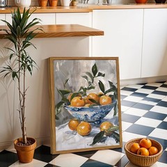 Framed Vintage Oranges Canvas Wall Art, Kitchen Pictures Wall Decor, Rustic F…