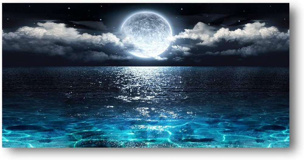 Wall Art Moon Sea Ocean Landscape Picture Canvas Wall Art Print Paintings Modern