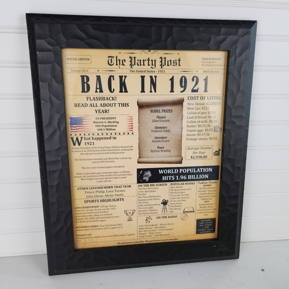 The Party Post Back in 1921 Framed Poster 18 x 14 Vintage Style Wall Art