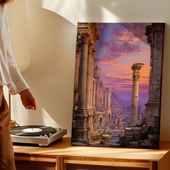 Wall Art Ancient Roman Ruins Sunset Landscape Canvas Print Classical Columns