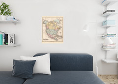 North America 1867 Vintage Antique Style Map Poster 24×36 inch
